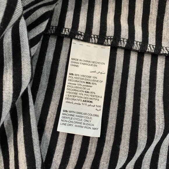 Chico's Women's Stripe Tunic Cowl Neck Lightweight Sweater Sz 1 8/10 Black Gray - Picture 7 of 9